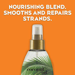 OGX Nourishing + Coconut Oil Weightless Hydrating Oil Hair Mist, Lightweight Leave-In Hair Treatment with Coconut Oil & Bamboo Extract, Paraben & Sulfate Surfactant-Free, 4 fl oz