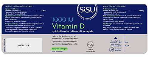 SISU Vitamin D3 1000 IU, Unflavoured 400 T