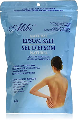 Alibi Epsom Salt Scented - Original Epsom Salts for soaking and bath salts - Natural Magnesium Sulfate Crystals - 3 Resealable Bags of 454 grams = 1.36 kg, White