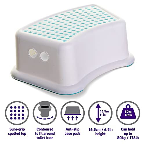 Dreambaby - Toddler Step Stool with Non Slip Base, Kids Step Stool for Bathroom, Potty Training and Kitchen - Aqua Dots