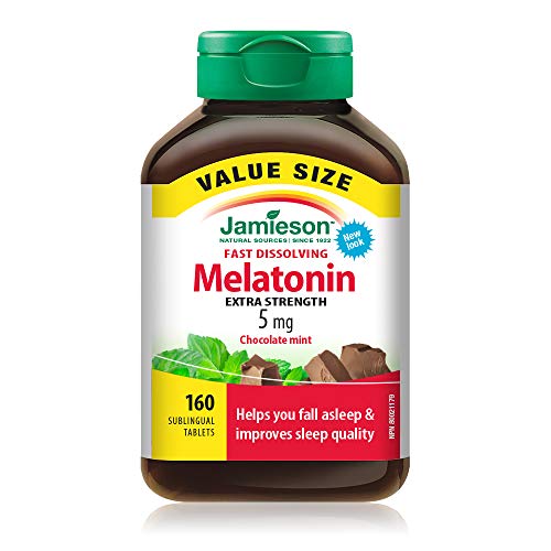 Melatonin 5 mg Extra Strength - Chocolate Mint Flavour Fast Dissolving Tablets, Value Size