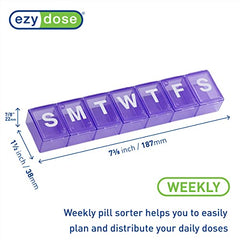 Ezy Dose Weekly (7-Day) Pill Organizer, Vitamin Case, and Medicine Box, Large Compartments, Purple