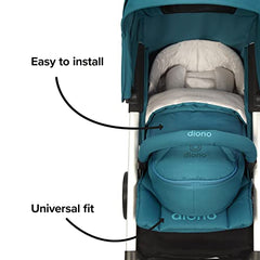 Diono Universal Newborn Pod for Sleeping with Temperature Regulation, Water Resistant Lining, Baby Head and Body Support. Easy to Adjust and Remove Stroller Footmuff for Baby, Blue Turquoise