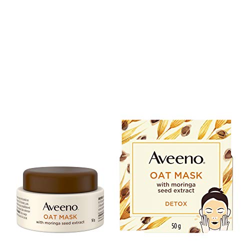 Aveeno Oat Face Mask with Moringa Seed Extract for Detox - Dry Skin Care - Paraben Free Facial Cleanser - 50 grams