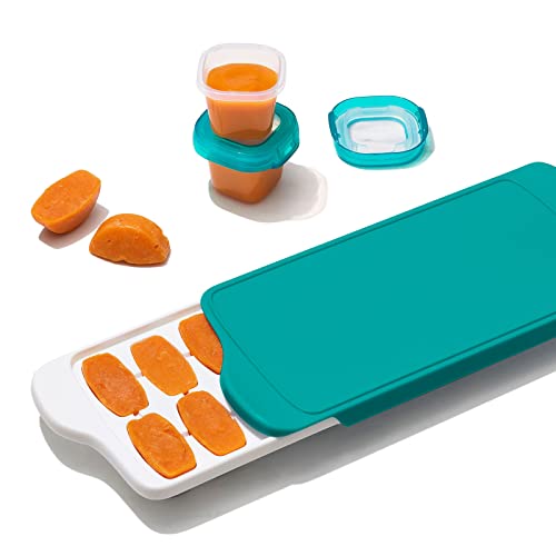 OXO Tot - Baby Food Freezer Tray Set - Freezer Storage Containers - Great for Portioning, Storing and Freezing Baby Food - Mealtime - Teal - 2-Pack