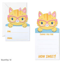 Hallmark Kids Fill in The Blank Thank You Cards Assortment, Dogs and Cats (24 Thank You Notes and 40 Stickers)