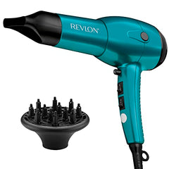 Revlon RV544FBLF Advanced Ionic Technology™ Hair Dryer with Diffuser, Powerful, Hair Dryer with Concentrator, Quick Dry, Lightweight, 2 Heat/ Speed Settings, Less Frizz, Shiny and Smooth Hair, Blue