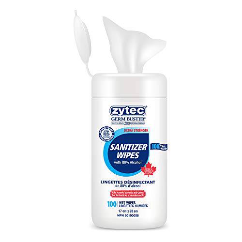 zytec Germ Buster Sanitizer Wipes Extra Strength 80% Pro -100 pk 100 count