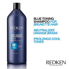 Redken Color Extend Brownlights Blue Shampoo | Hair Toner for Natural & Color-Treated Brunettes | Tones & Neutralizes Brass In Brown Hair | Sulfate Free Shampoo | Packaging May Vary, 1 l (Pack of 1)