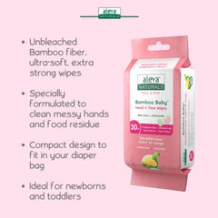 Aleva Naturals Bamboo Baby Hand and Face Wipes - Natural and Organic Ingredients, Cleans and Moisturizes, Extra Strong, and Ultra Soft - Economy Pack- 30ct X 6= 180 Count, Unbleached