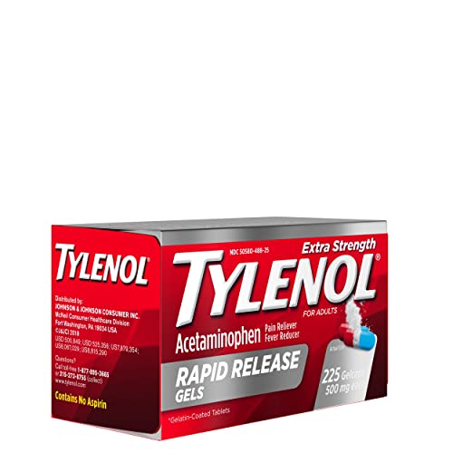 Tylenol Extra Strength Acetaminophen Rapid Release Gels for Pain & Fever Relief, 225 ct