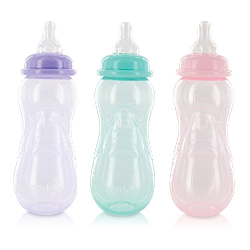 Nuby 3 Pack No Spill Bottle 10oz Purple/Teal/Pink