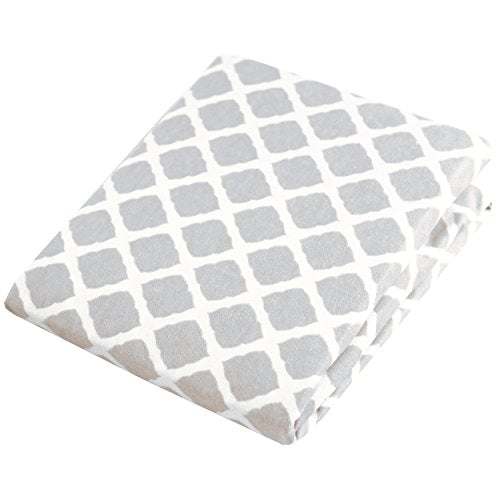 Kushies Pack N Play Playard Sheet, Soft 100% breathable cotton flannel, Made in Canada, Grey Lattice