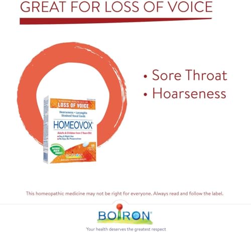 Boiron Homeovox, 60 Tablets, Homeopathic Medicine for hoarseness, loss of voice, laryngitis and strained vocal chords