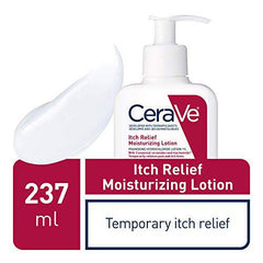 CeraVe Itchy Skin Relief Moisturizing Lotion. For Dry & Eczema-prone skin. Anti-itch cream for minor skin irritations, sunburn relief, insect bug bites & scrapes, 1% Pramoxine. Fragrance Free, 237ML