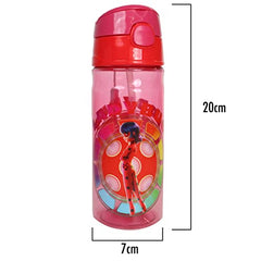 Miraculous Ladybug Flip Top Water Bottle with Handle for Kids, Storage Capacity 500ml, Lightweight, Leak-proof and Portable