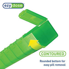 Ezy Dose Weekly (7-Day) Pill Organizer, Vitamin Planner, And Medicine Box, Large Compartments, Green, Made in the USA