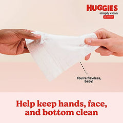 HUGGIES Baby Wipes, Huggies Simply Clean, UNSCENTED, Hypoallergenic, 3 Flip-Top Packs, 192 Count