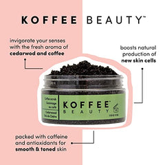 Koffee Beauty Cedarwood Coffee Scrub - Exfoliating Body And Face Scrub - Polish, Smooth Skin with Ease - Invigorate Senses with Cedarwood Fragrance Formula - Natural Treatment for Cellulite - 115 g