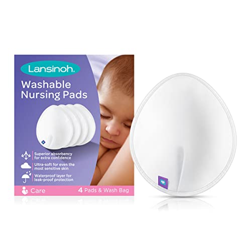 Lansinoh Washable Nursing Pads with Superior Absorbency and Ultra-Soft Comfort, Pack of Pads and Wash Bag