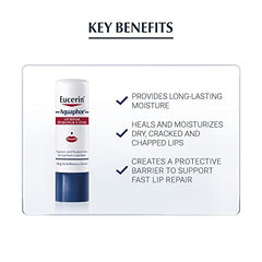 EUCERIN AQUAPHOR Lip Balm Repair Stick for Dry, Chapped and Cracked Lips, 4.8g | Aquaphor Lip Repair | Non-Comedogenic Lip Balm | Fragrance-free Balm | Recommended by Dermatologists