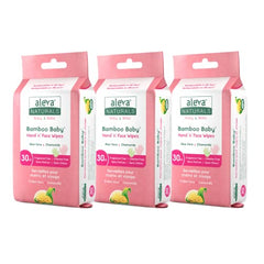 Aleva Naturals Bamboo Baby Hand and Face Wipes - Natural and Organic Ingredients, Cleans and Moisturizes, Extra Strong, and Ultra Soft - Value Pack- 30ct X 3 = 90 Count