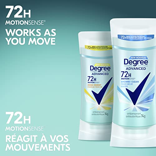 Degree Advanced Antiperspirant Deodorant Stick for 72H Sweat & Odour Protection Shower Clean with MotionSense Technology 74 g