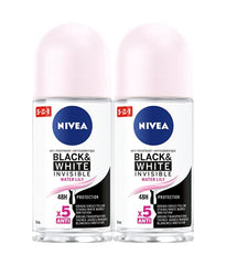 NIVEA Black & White Invisible 48H Protection Water Lily Anti-Perspirant Roll-On, 2x50ml