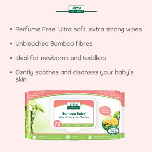 Aleva Naturals Bamboo Baby Wipes, Sensitive, 864 Count (Pack of 216 x 4)