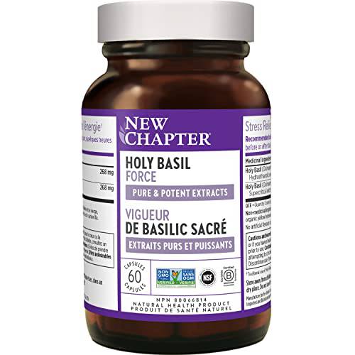 New Chapter Holy Basil Force with Supercritical Holy Basil for Immune Support + Mood Support + Non-GMO Ingredients - 60 ct Vegetarian Capsules