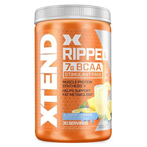 XTEND Ripped BCAA Powder Blueberry Lemonade | Cutting Formula + Sugar Free Post Workout Drink with Amino Acids | 7g BCAAs for Men & Women | 30 Servings - Packaging May Vary, 501 g (Pack of 1)