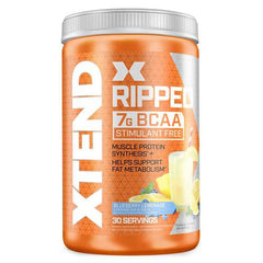 XTEND Ripped BCAA Powder Blueberry Lemonade | Cutting Formula + Sugar Free Post Workout Drink with Amino Acids | 7g BCAAs for Men & Women | 30 Servings - Packaging May Vary, 501 g (Pack of 1)