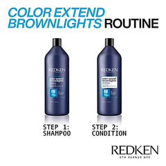 Redken Color Extend Brownlights Blue Shampoo | Hair Toner for Natural & Color-Treated Brunettes | Tones & Neutralizes Brass In Brown Hair | Sulfate Free Shampoo | Packaging May Vary, 1 l (Pack of 1)