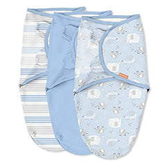 SwaddleMe Original Swaddle – Size Small/Medium, 0-3 Months, 3-Pack (Elephant Stripes)