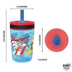 Zak Designs Paw Patrol Chase & Marshall Kelso Tumbler Set, Leak-Proof Screw-On Lid with Straw, BPA-Free, Made of Durable Plastic and Silicone, Perfect Bundle for Kids (15 oz, 2pc Set)