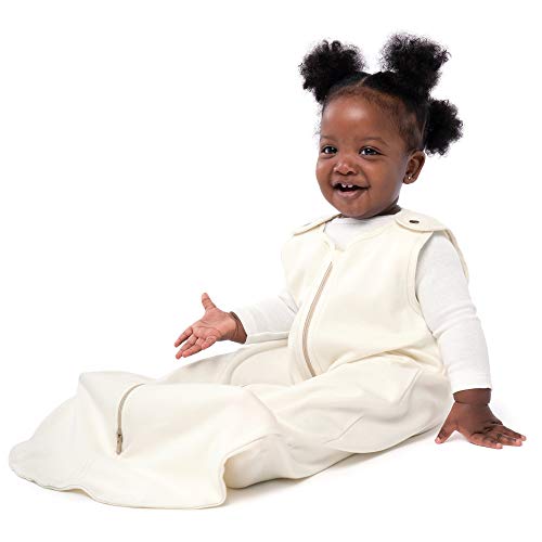 baby deedee Cotton Sleep Nest Basic Sleeping Sack, Baby Sleeping Bag Wearable Blanket, Infants and Toddlers, Almond Cream, Medium (6-18 Months)