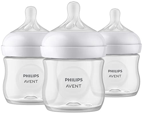 Philips Avent Natural Baby Bottle With Natural Response Nipple, Clear, 4oz, 3 pack, SCY900/03