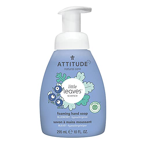 ATTITUDE Foaming Hand Soap for Kids, Hypoallergenic, EWG Verified, Plant- and Mineral-Based Ingredients, Vegan and Cruelty-free, Blueberry, 295 mL