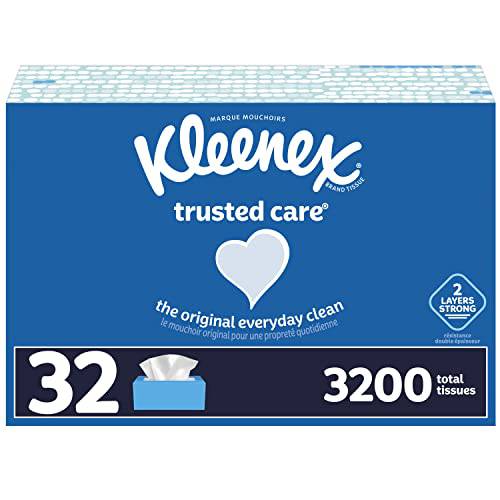 Kleenex® Trusted Care Everyday Facial Tissues, 16 Flat Boxes (1,600 Total Tissues) - Zecoya