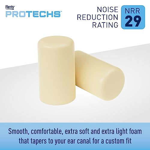 Flents Foam Ear Plugs, 25 Pair for Sleeping, Snoring, Loud Noise, Traveling, Concerts, Construction, & Studying, Contour to Ears, NRR 29, Beige, Made in the USA
