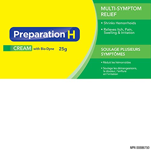 Preparation H Multi-Symptom Hemorrhoid Treatment Cream with Bio-Dyne, 25g Tube