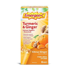 Emergen-C Immune Support Fizzy Drink Mix, A Boost of Vitamins and Minerals, Turmeric & Ginger, 18 Sachets