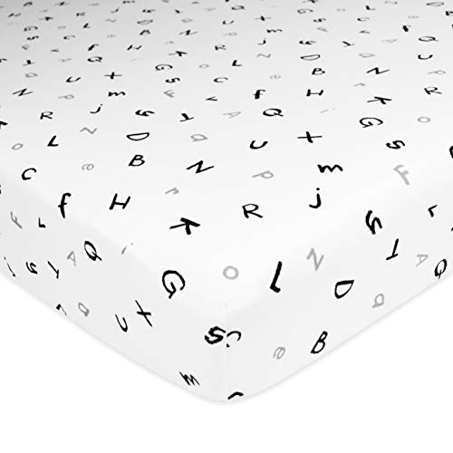 American Baby Company Printed 100% Cotton Jersey Knit Fitted Crib Sheet for Standard Crib and Toddler Mattresses, Alphabet, for Boys and Girls, 28x52x9 Inch (Pack of 1)