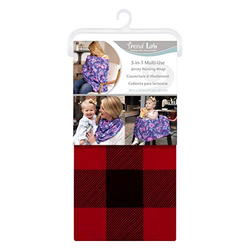 Buffalo Check Multi Use Nursing Wrap-Buffalo Check Print, Scarf, Nursing Cover, Car Seat Cover, Shopping Cart Cover, Cotton/Spandex Jersey, Red and Black, 28 in x 32 in