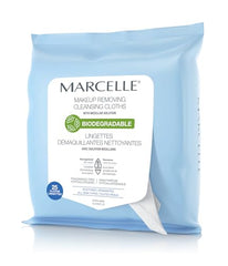 Marcelle Biodegradable and Recyclable Cleansing Cloths, All Skin Types, Fragrance-Free, Hypoallergenic, 25 Wipes
