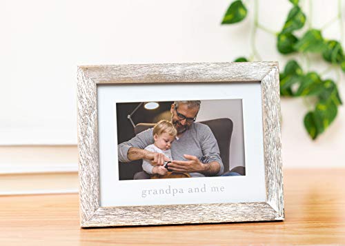 Pearhead Grandma & Me Keepsake Rustic Picture Frame, New Grandpa Gifts from Baby, Distressed Wood, 4" x 6"