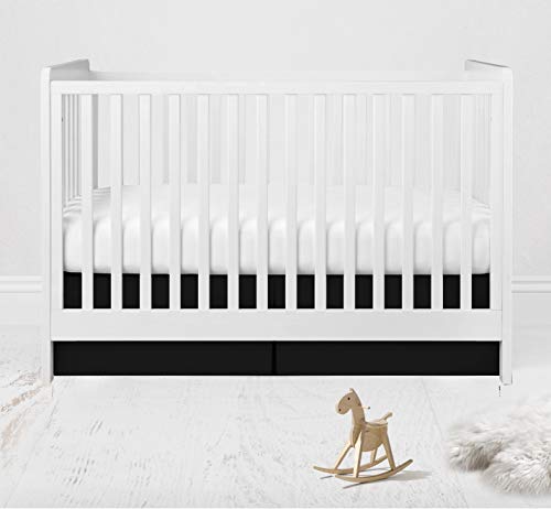 Bacati Solid Crib/Toddler Bed Skirt, Black, 13"