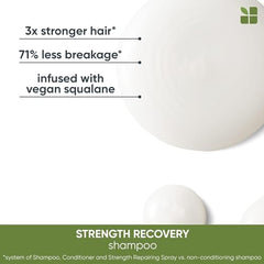 BIOLAGE Shampoo, Strength Recover Shampoo for Damaged Hair, Gently Cleanses and Reduces Breakage, For All Damaged & Sensitized Hair Types, Replaces Keratin Dose & Fiber Strong, Vegan