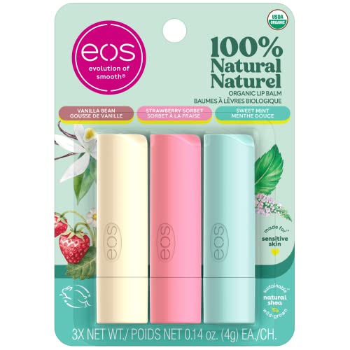 EOS 100% Natural & Organic Lip Balm Stick - Variety Pack | 12g | 3-pack