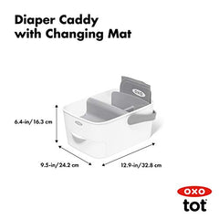 OXO Tot - Diaper Caddy with Changing Mat - Portable for Baby Diaper Changing Anytime, Anywhere - Gray